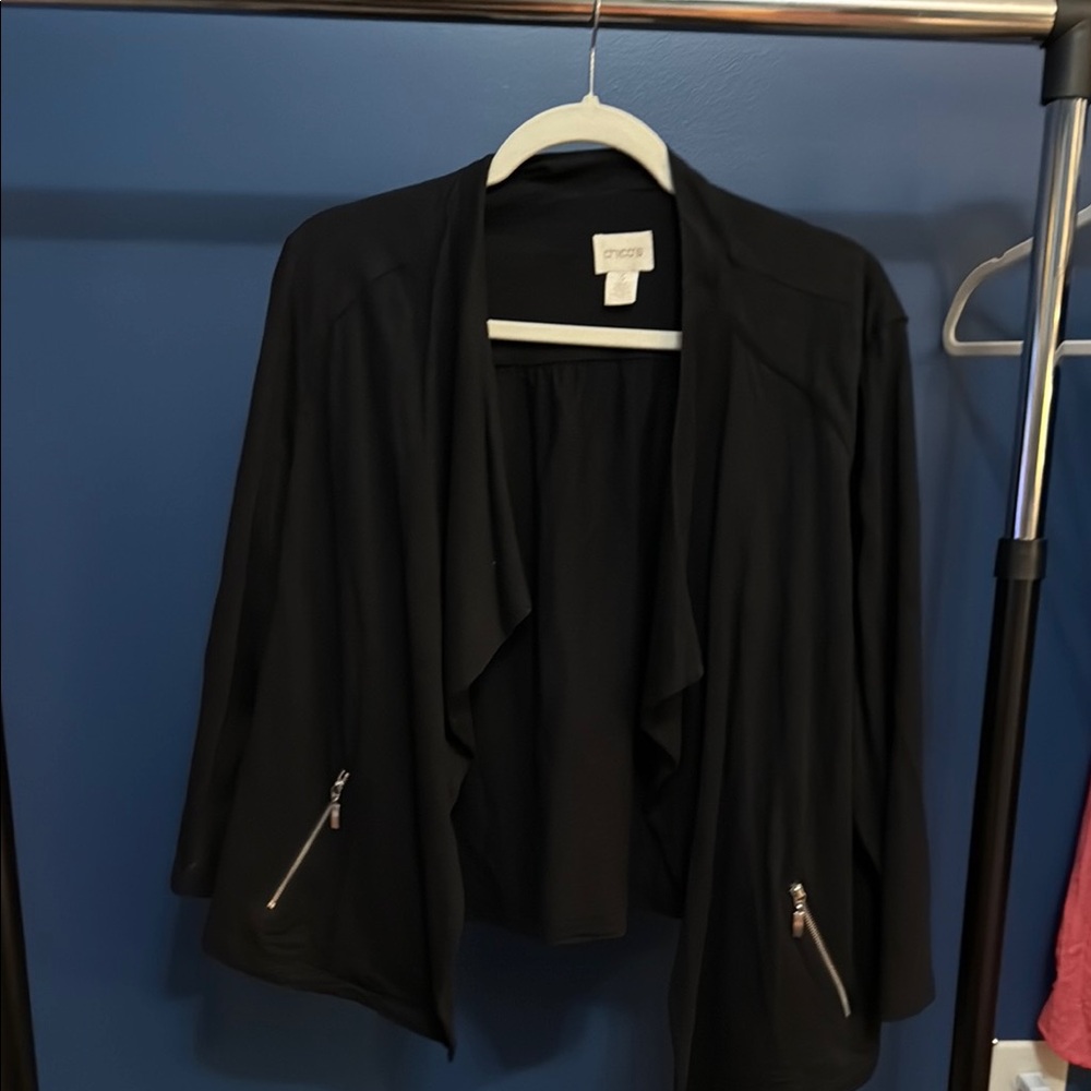 Chico's Black Open Front Jacket, size 3
